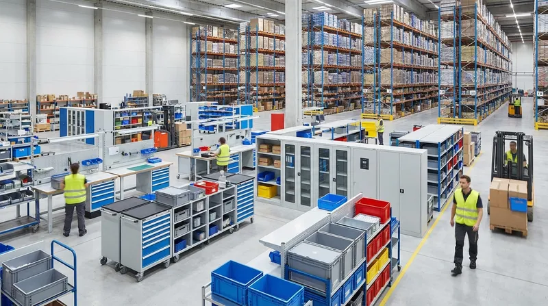 ריהוט תעשייתי לחברות לוגיסטיקה - מחסן לוגיסטי מאורגן